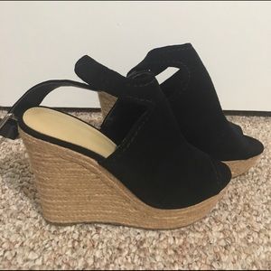 Marc Fisher black suede wedges